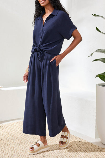 Tribal Airflow Pleated Pants With Elastic Waistband - Nautical