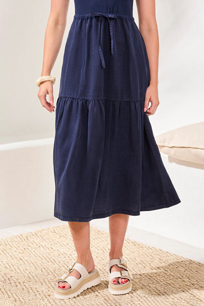Tribal Mixmedia Tiered Midi Dress - Nautical