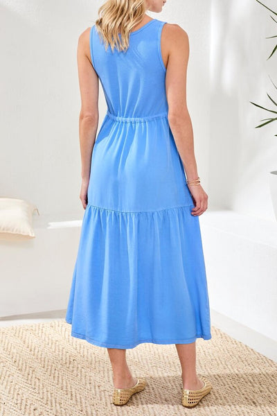 Tribal Mixmedia Tiered Midi Dress - Sky