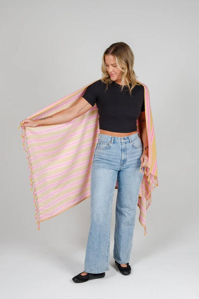 Tofino Towel 'Mistral' Stripe Tassel Towel