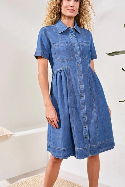 Tribal Flowy Button Down Denim Dress