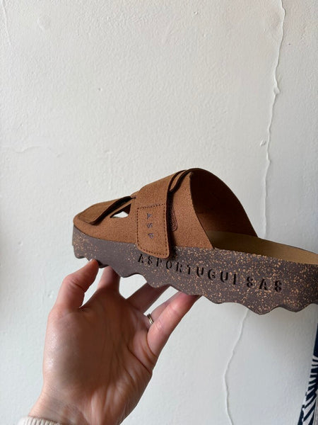 Asportuguesas 'Cleek' Bio Suede Velco Sandal - Brown