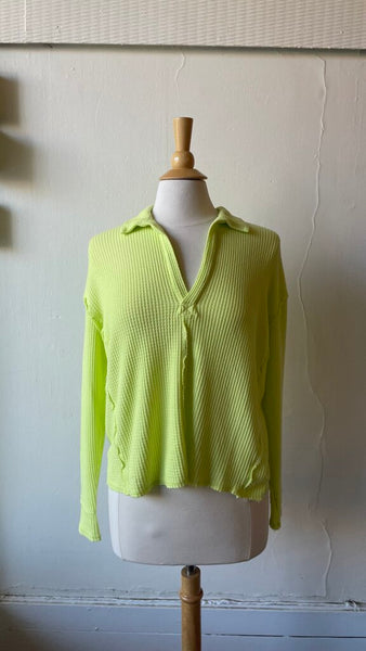 Hello Nite - 'Coco' Pear Extract Lush Waffle Knit Collar Long Sleeve