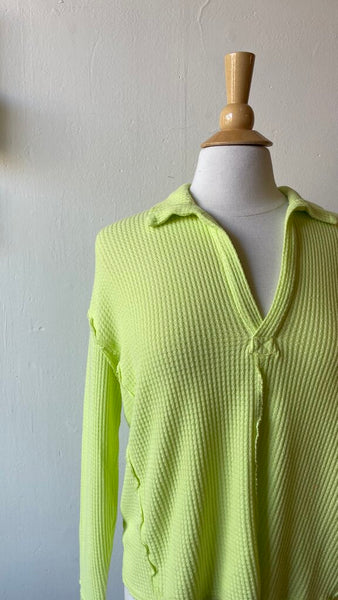 Hello Nite - 'Coco' Pear Extract Lush Waffle Knit Collar Long Sleeve