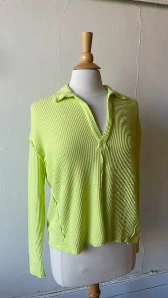 Hello Nite - 'Coco' Pear Extract Lush Waffle Knit Collar Long Sleeve