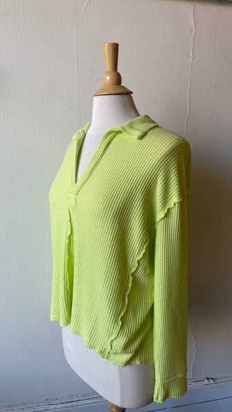 Hello Nite - 'Coco' Pear Extract Lush Waffle Knit Collar Long Sleeve