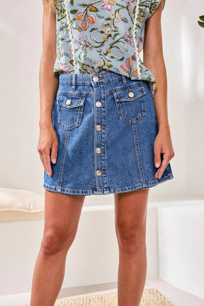 Tribal 'Audrey' Button Front Denim Skort