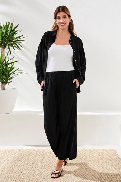 Tribal Flowy Linen-Blend Wide Leg Pant