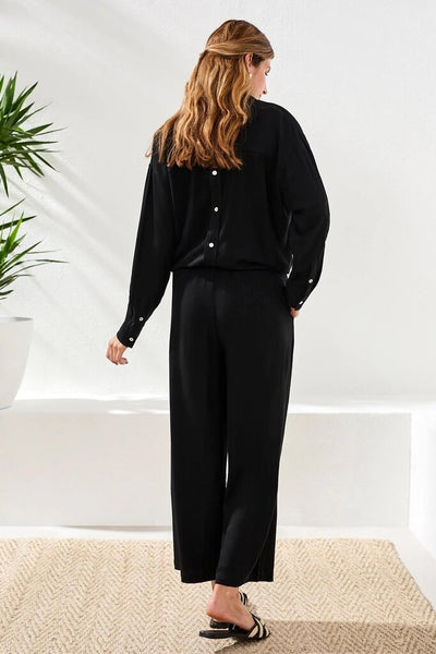 Tribal Flowy Linen-Blend Wide Leg Pant