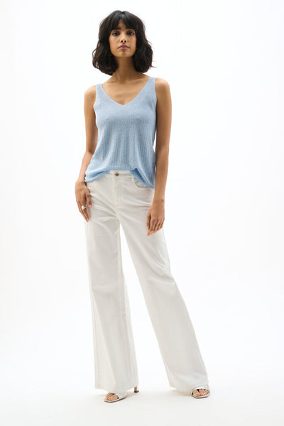 Joseph Ribkoff 252915 Metallic Knit Camisole - Sky Blue