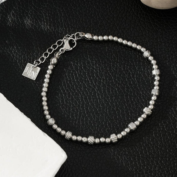 Hackney Nine 'Annabeth' Twin-Bead Fusion Chain Bracelet - White Gold