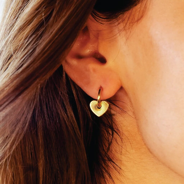 Hackney Nine 'Endear' Romantic Heart Charm Hoop Earrings