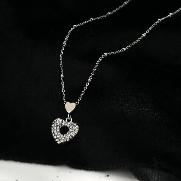 Hackney Nine 'Eternal' Double Heart Pavé Zirconia Pendant Necklace