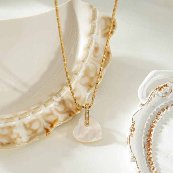 Hackney Nine 'Kao' Mother of Pearl Heart Pendant Necklace