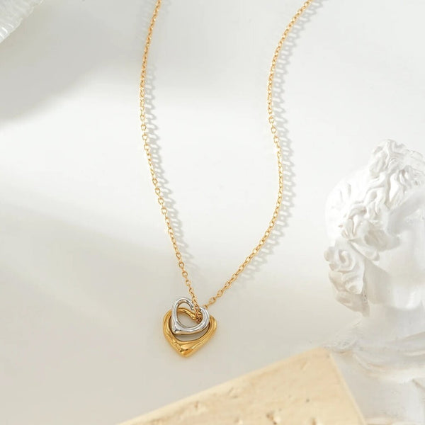 Hackney Nine 'Lolanda' Mixed Metal Two Heart Charm Necklace