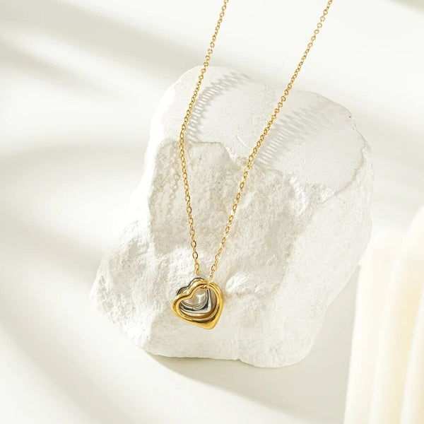 Hackney Nine 'Lolanda' Mixed Metal Two Heart Charm Necklace