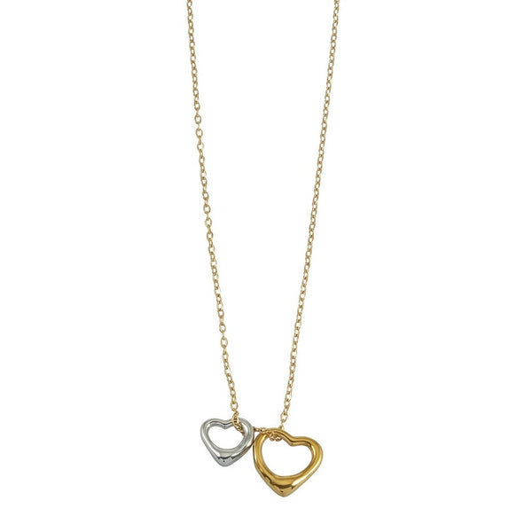 Hackney Nine 'Lolanda' Mixed Metal Two Heart Charm Necklace