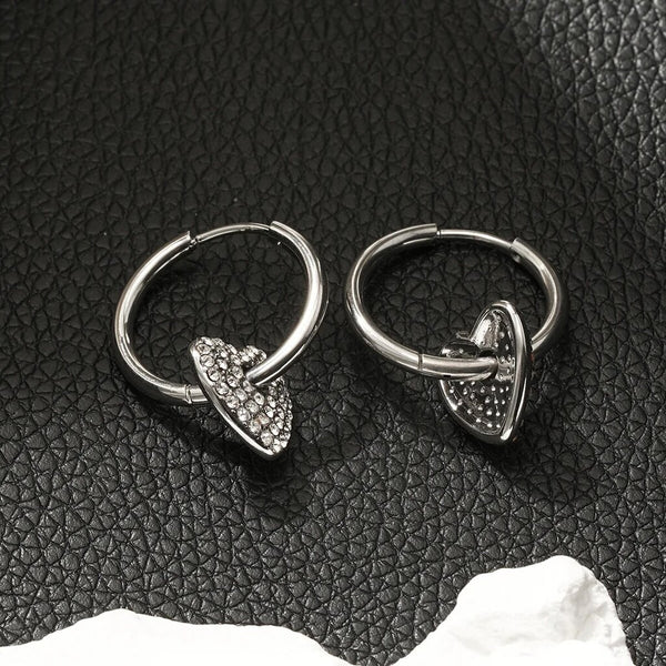 Hackney Nine 'Maabu' Zirconia Heart Charm Hoop Earrings - Silver