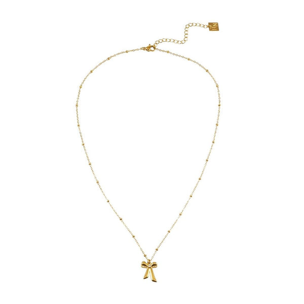 Hackney Nine 'Taliana' Dainty Bead Chain Bow Pendant Necklace