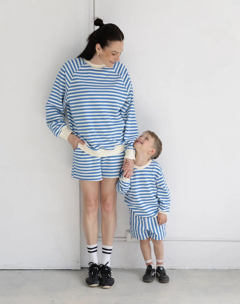 Brunette the Label Blue Stripe Crewneck Sweatshirt