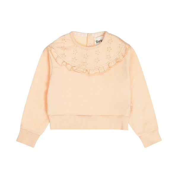 Dirkje Peach Broderie Ruffle Sweater