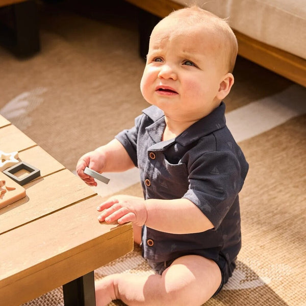 Dirkje Navy Printed Polo Shirt + Shorts Set