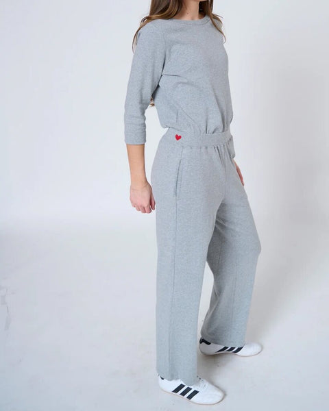 Preloved 'Maja' Wide Leg Sweatpants - Grey Mix