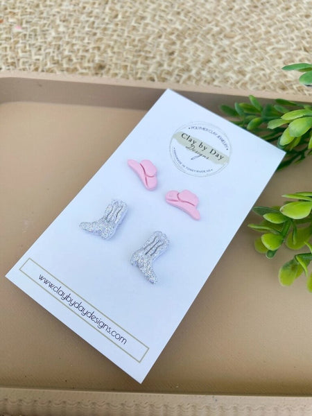Clay by Day 'Glitter Cowboy' Stud Earrings
