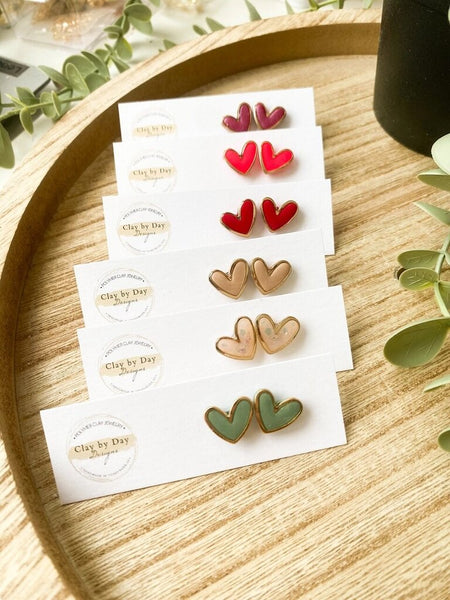 Clay by Day Gold Trim Heart Studs