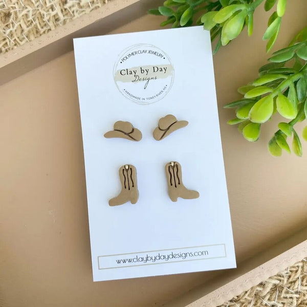 Clay by Day Mini Country Western Earring Duo