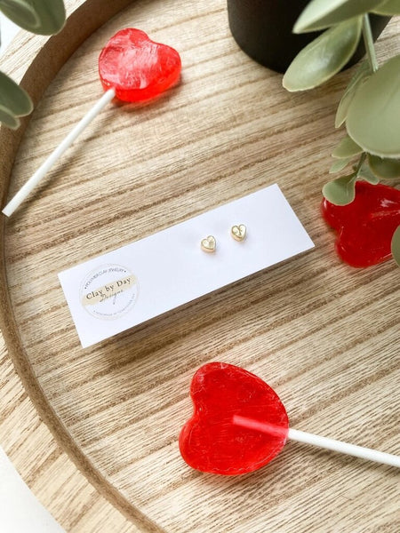 Clay by Day Mini Gold Plated Heart Studs