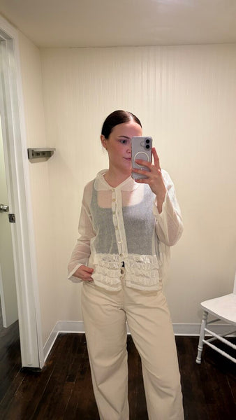 Paper Lace White Mesh Ruffle Jacket