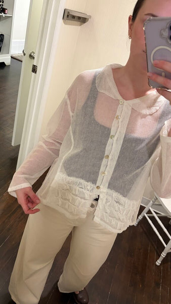 Paper Lace White Mesh Ruffle Jacket