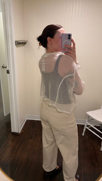 Paper Lace White Mesh Ruffle Jacket