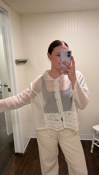 Paper Lace White Mesh Ruffle Jacket
