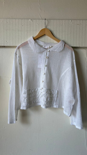 Paper Lace White Mesh Ruffle Jacket