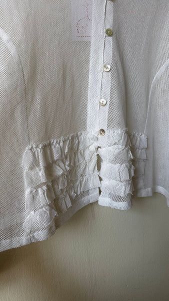 Paper Lace White Mesh Ruffle Jacket