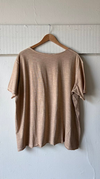 Paper Lace Oversized Vintage Wash Raw Hem T-Shirt - Natural