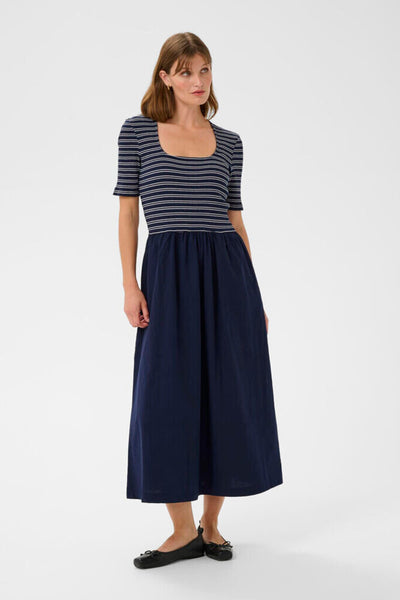 Soaked in Luxury 'Simone' Striped Midi Dress - India Ink