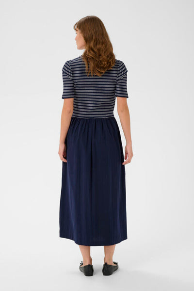 Soaked in Luxury 'Simone' Striped Midi Dress - India Ink