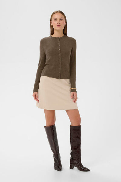 Soaked in Luxury 'Molini' 100% Wool Cardigan - Walnut Melange