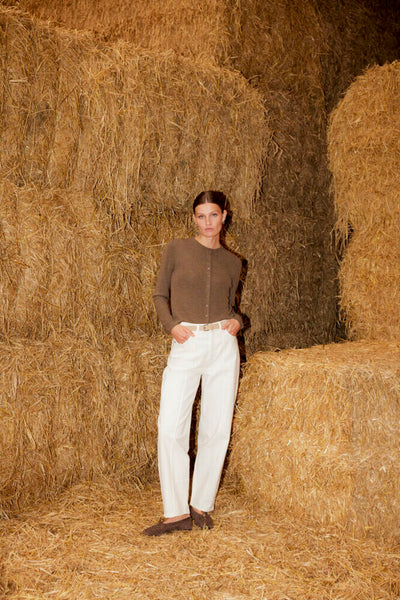 Soaked in Luxury 'Molini' 100% Wool Cardigan - Walnut Melange