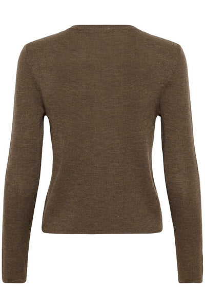 Soaked in Luxury 'Molini' 100% Wool Cardigan - Walnut Melange