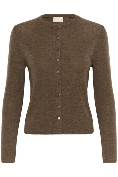 Soaked in Luxury 'Molini' 100% Wool Cardigan - Walnut Melange