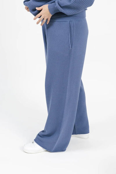 Smash + Tess 'Megan' High Waisted Waffle Pant - Slate Blue