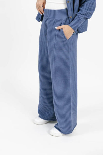 Smash + Tess 'Megan' High Waisted Waffle Pant - Slate Blue