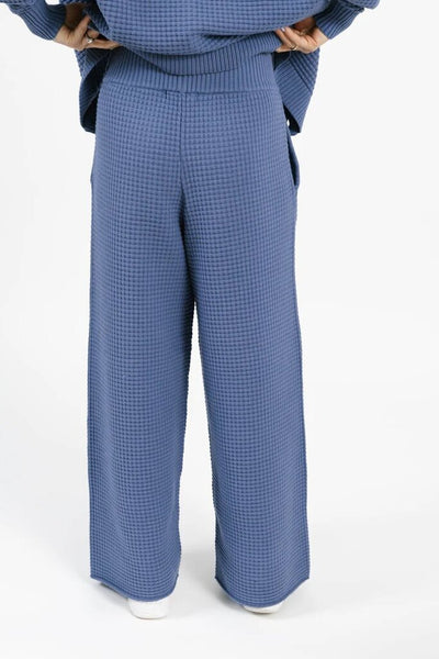 Smash + Tess 'Megan' High Waisted Waffle Pant - Slate Blue
