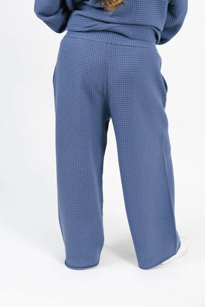 Smash + Tess 'Megan' High Waisted Waffle Pant - Slate Blue