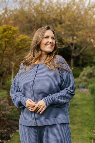 Smash + Tess 'Megan' Waffle Cardigan - Slate Blue
