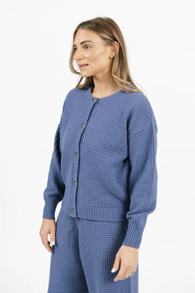 Smash + Tess 'Megan' Waffle Cardigan - Slate Blue